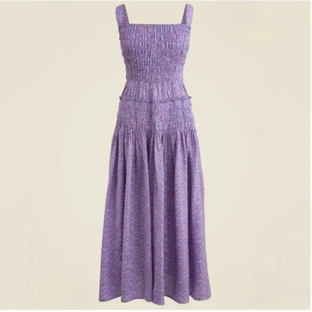 J Crew Summer Fields Smocked Midi Dress M NWT Blue Floral CK736 J.Crew Western